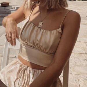 Aritzia Wilfred Satin Crop Tank